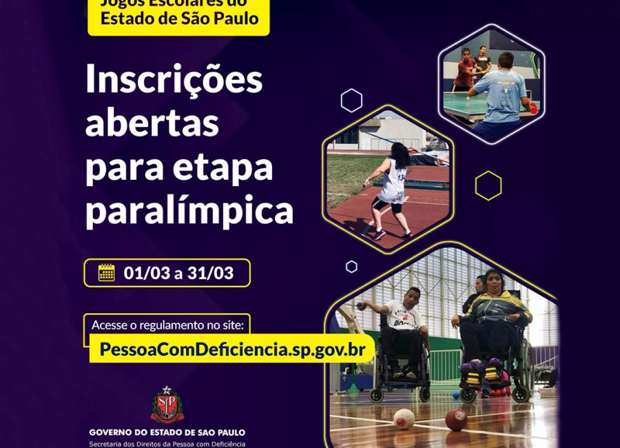 Estudantes podem se inscrever para etapa paralímpica dos Jogos Escolares 2023