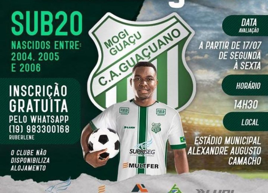 Guaçuano realiza avaliações para a categoria Sub 20 a partir desta segunda-feira, dia 17 de julho
