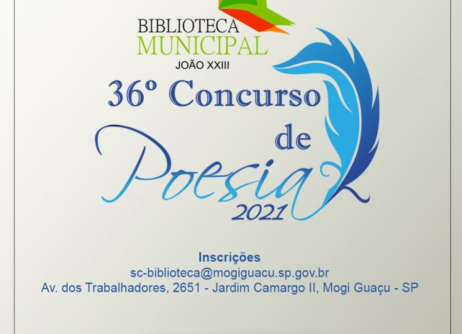 Estão abertas as inscrições para o 36º Concurso de Poesia de Mogi Guaçu 