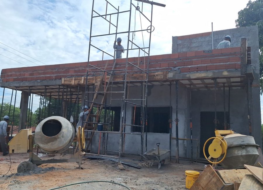 Obra da nova Base Comunitária de Segurança das Chácaras Alvorada está com 55% dos serviços concluídos