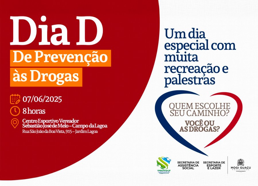 Dia D de Prevenção às Drogas no município acontece no Campo da Lagoa, neste sábado