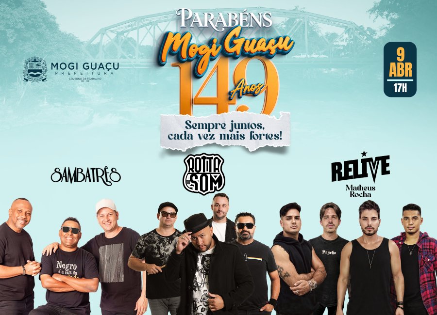 149 anos: ato cívico e shows marcam o aniversário de Mogi Guaçu no Parque da Família