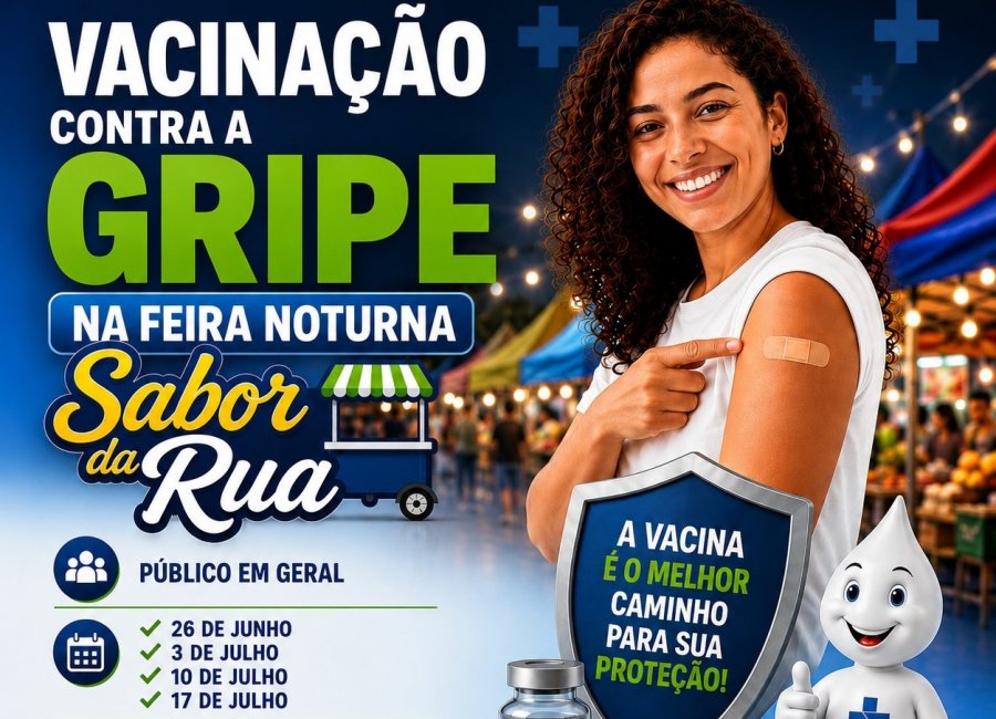 Saúde vai promover vacinação contra a gripe na Feira Noturna para ampliar cobertura em Mogi Guaçu